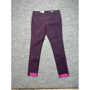 Volcom Sound Check Super Skinny Jeans Purple Pink Cuffs Womens Size 5 Waist 27